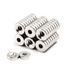 12 mm Çap x Delik 8/4 x 5 mm Havşa Delikli Neodyum Mıknatıs