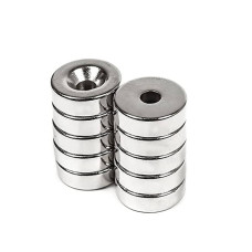 15 mm Çap x Delik 8/4 x 5 mm Havşa Delikli Neodimyum Mıknatıs