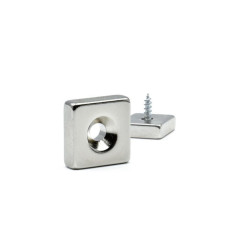 15×15 mm x Delik 8/4 x 5 mm Havşa Delikli Neodimyum Mıknatıs