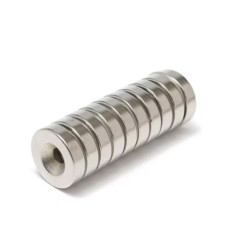 25 mm Çap x Delik 10/5.5 x 5 mm Havşa Delikli Neodyum Mıknatıs